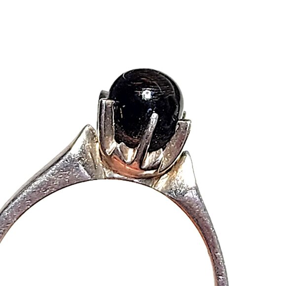 Black & silver solitaire ring - Picture 4 of 8